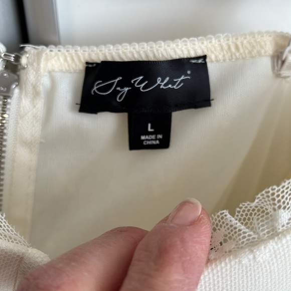 NWOT SAY WHAT Elegant Cream Lace Bustier Top, Size L - Picture 2 of 8